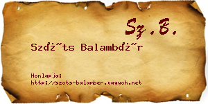 Szőts Balambér névjegykártya